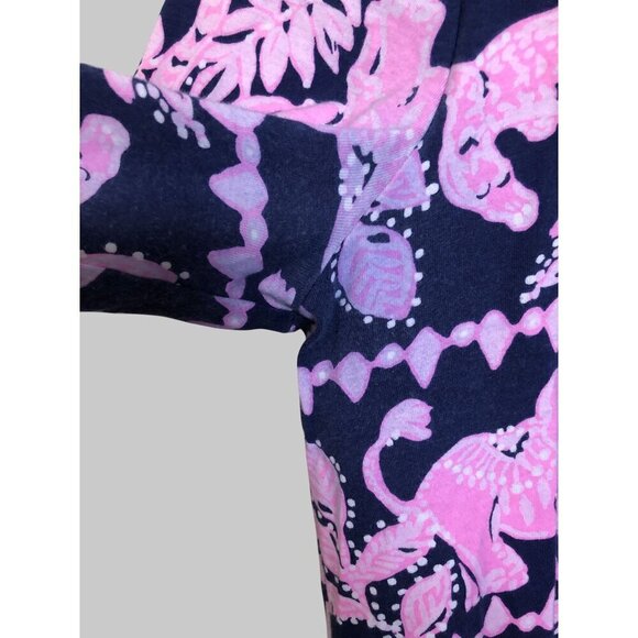 Lilly Pulitzer Animal Print Dress Womens Size S Pink Blue 100% Cotton Elephant - Picture 6 of 8